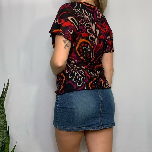 Sag Harbor Funky Wrap V-Neck Womens Short Sleeve Blouse Top - Picture 3 of 6